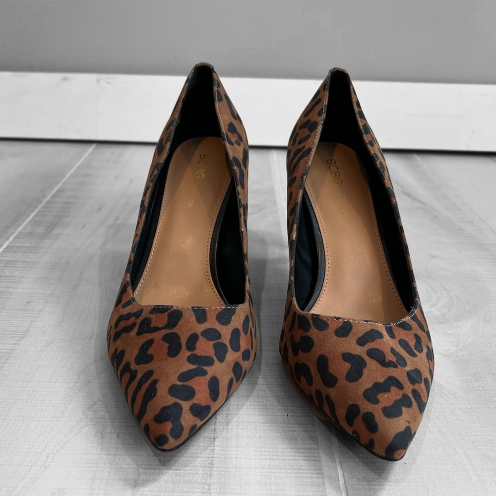 BCBG marci leopard print heels